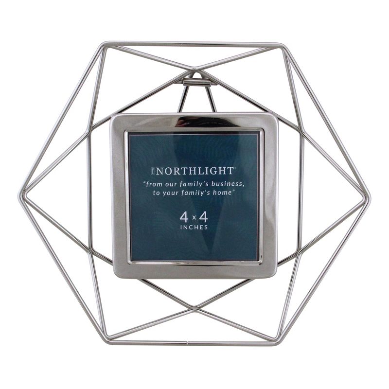 Northlight 9.5" Contemporary Hexagonal 4" x 4" Photo Picture Frame - Silver, 1 of 7