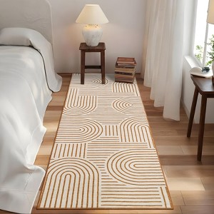 Living Room Rug, Washable Area Rugs, Abstract Rug for Bedroom, Area Low Pile Rug, Soft Rainbow Non Slip Throw Rugs with Rubber - 1 of 4