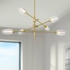Possini Euro Design Evelyn 33" Modern Chandelier Ceiling Light Fixture Dining Room Over Table Kitchen Island Sputnik 6-Light LED Brushed Gold Finish - 2 of 4