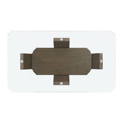 Chic Walnut Finish 5PC Dining Set with Cream Upholstered Chairs