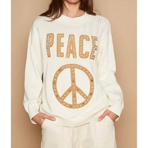 Women's PEACE PEARL STUD SWEATER - POL - 1 of 4
