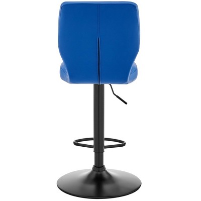 Contempo Chic 17" Blue Faux Leather & Metal Swivel Adjustable Barstool