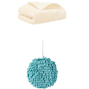 REGALWOVEN Solid Soft Absorbent Hand Towels for Bathroom Kitchen 14" x 30"/6" x 6" 2 Pcs - 1 of 4
