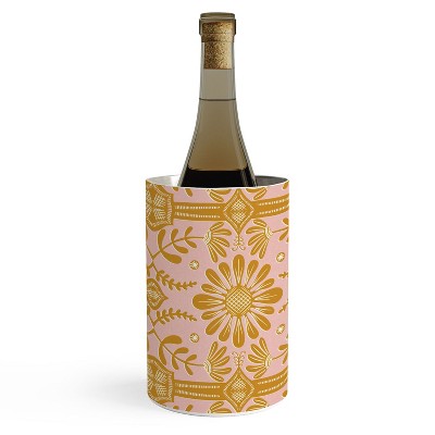 Sewzinski Boho Florals Yellow White Pink Wine Chiller - Deny Designs