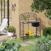 Outsunny Folding Potting Bench Table, Metal Garden Workstation, Work Bench with Build-In Bag with Cover, Hanging Hooks & Storage Shelf - 2 of 4