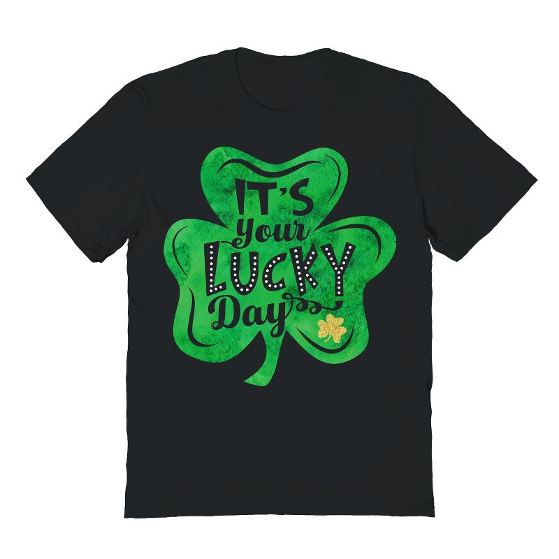 Rerun Island Men's It's Your Lucky Day Short Sleeve Graphic Cotton T-Shirt, 1 of 2