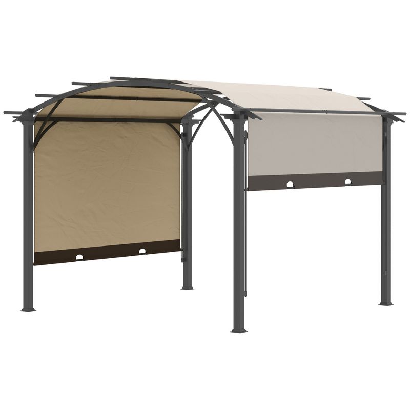 Outsunny 11' x 11' Outdoor Retractable Pergola Canopy, Sun Shade Canopy Patio Metal Shelter for Garden Porch Beach, 4 of 8