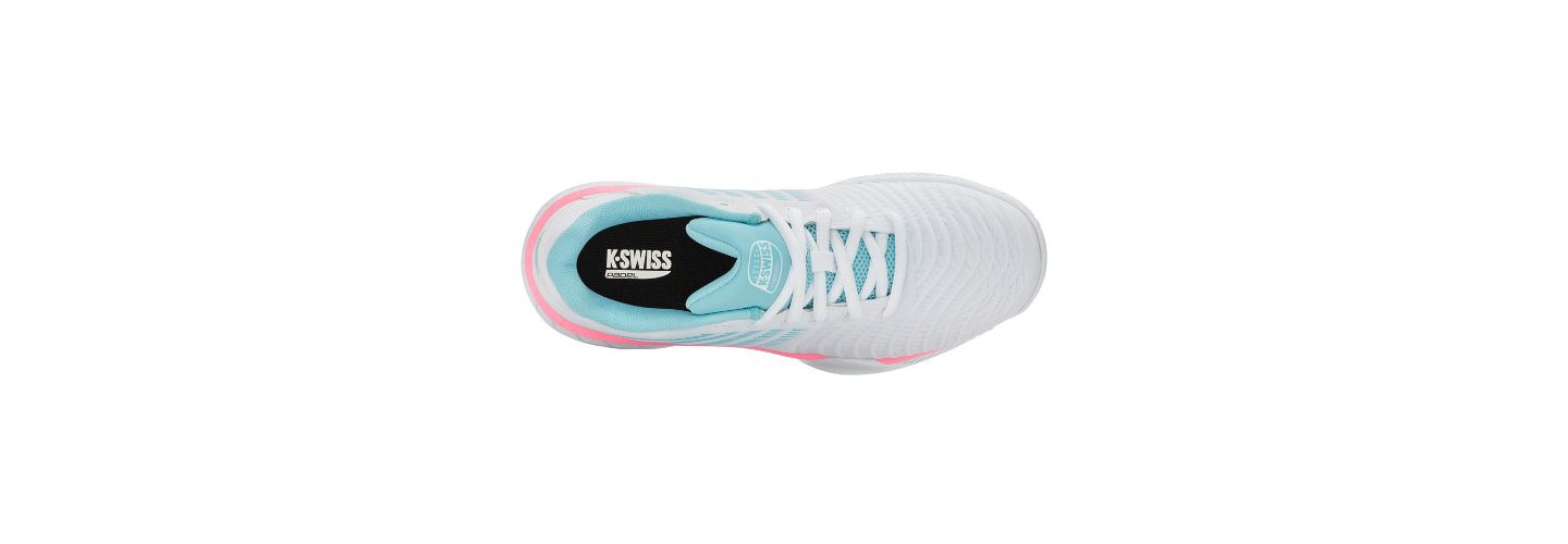 Женские кроссовки K-Swiss Express Light 3 HB Padel Shoes (White/Soft Neon Blue/Neon Bubble Gum), цвет: Белый — фото 7