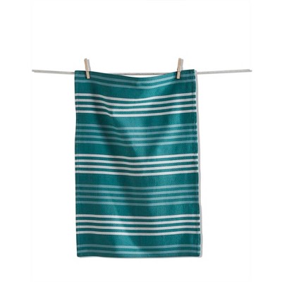 TAG Basket Weave Stripe Dishtowel Teal