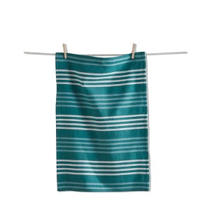TAG Basket Weave Stripe Dishtowel Teal - 1 of 1