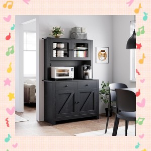 Garvee Versatile Kitchen Food Cabinet with Microwave Stand – Freestanding Storage Cabinet with Drawers and Adjustable Shelves, - 1 of 4