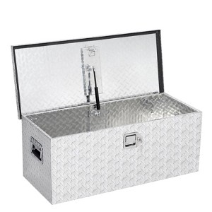 Truck Bed Tool Box, Aluminum Diamond Plate ToolBox for Pick Up Truck RV Trailer, Trailer Toolboxs Storage With Lock and Keys, Side Handle - 1 of 4