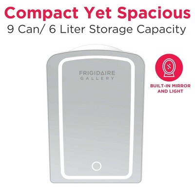 Frigidaire Gallery 9 Can Beauty Lighted Mirror Fridge Portable White
