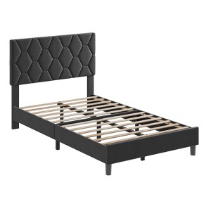 Bed Frame with Upholstered Headboard Platform Bed FrameWooden Slats Support and Mattress Foundation - 1 of 4