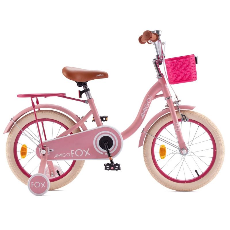 RoyalBaby Amigo Fox Kids Lightweight Bike with Training Wheels, Stable Pneumatic Tires, and Kickstand for Sports and Outdoor Recreation, Pink, 3 of 7