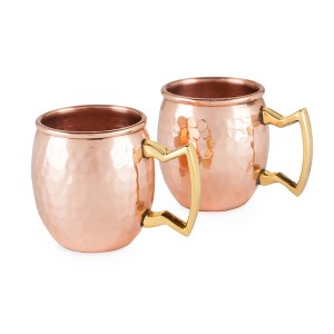 Twine Old Kentucky Home Hammered Moscow Mule Shot Glasses, Copper Bar Cart Accessories, Set of 2, 2oz, Copper - 1 of 4