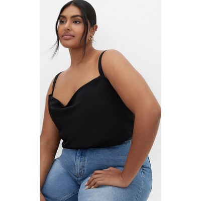 Women's Plus Size Cowl Neck Cami - black | CITY CHIC