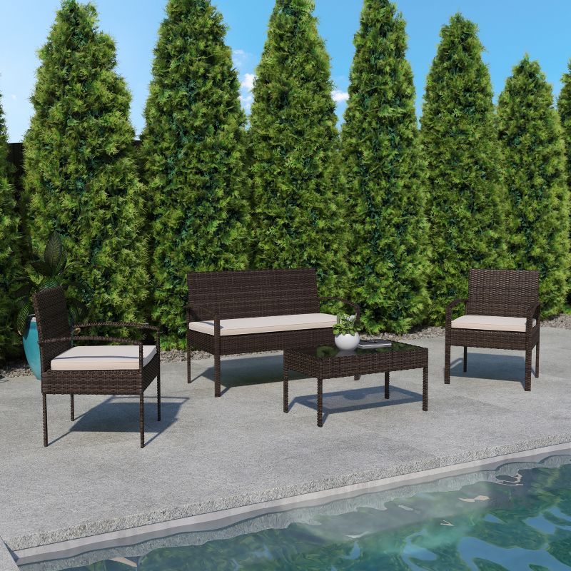 Flash Furniture Aransas Series 4 Piece Patio Set with Steel Frame and Cushions, 2 of 13
