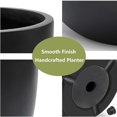 Black Round Magnesium Oxide Outdoor Planter
