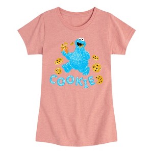 Girls' - Sesame Street - Scribble Cookie Monster Fitted Short Sleeve Graphic T-Shirt - 1 of 4