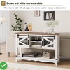 Console table with storage - Brown& White entryway table, Solid Wood Cabinet TopIron Grid Cabinet Door 2-Drawer Cabinet - 3 of 4