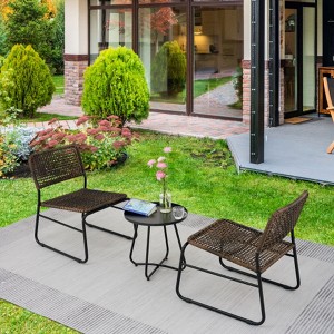 KTMBDW 3 Piece Outdoor Patio Furniture Set, Wicker Patio Furniture with Round Coffee Table, Wicker Bistro Set for Backyard, Poolside, Porch, Brown - 1 of 4