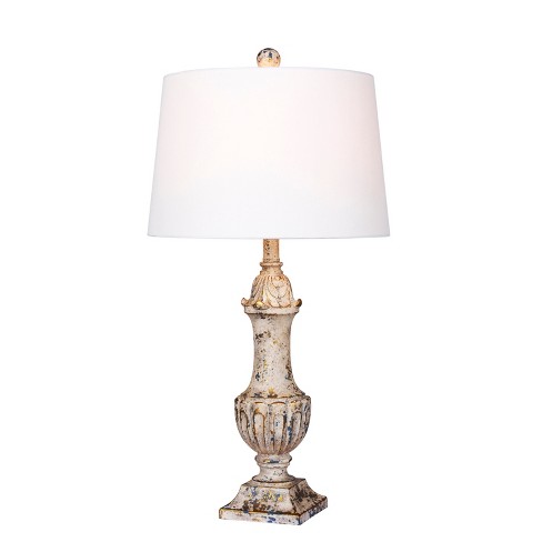 Distressed Decorative Resin Table Lamp Antique Ivory Fangio
