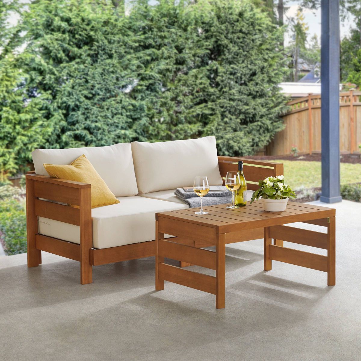 Alaterre Furniture Barton Outdoor Weather Resistant Loveseat with Cushions - thumbnail 7