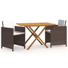 vidaXL Garden Dining Set Brown Solid acacia wood Medium Removable Covers - 2 of 2