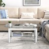Rectangular Tempered Glass Coffee Table with Lower Shelf, Modern Side Table with Mirrored Metal Legs, 2-Tier Storage for Living Room - 3 of 4