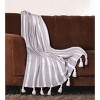HomeRoots 50" X 60" Gray and White Woven Cotton Striped Throw Blanket with Tassels - 2 of 4