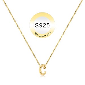 Turandoss S925 Sterling Silver Initial Necklace for Women Girls, Dainty 18K Gold Letter Necklace, Gold Jewelry for Women, Gifts for Girls, 16+3Inches - 1 of 4