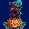 Junior's Design By Humans Ferociously Cute Halloween Vampire Witch Kitty Cat By LittleBunnySunshine T-Shirt - 2 of 2
