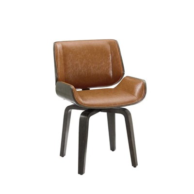 HOMLUX Faux Leather Upholstered Poplar Desk Chair with 360-degree Swivel Base and High Backrest For Home Office，Kitchen，Small spaces