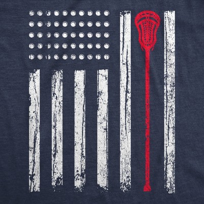 Мужские футболки Crazy Dog T-Shirts, Inc. Mens Funny T Shirts Lacrosse Flag Sarcastic USA Graphic Novelty Tee For Men - Crazy Dog Men's T Shirt For Fourth Of July Navy S — фото 2