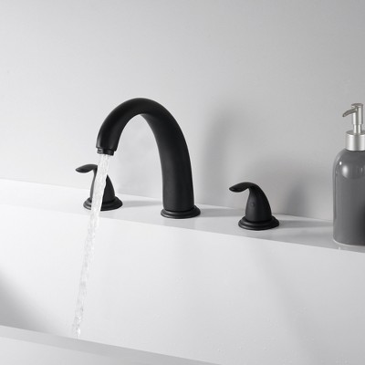 Matte Black Dual Handle Roman Tub Faucet with 8-3/8" Spout Reach