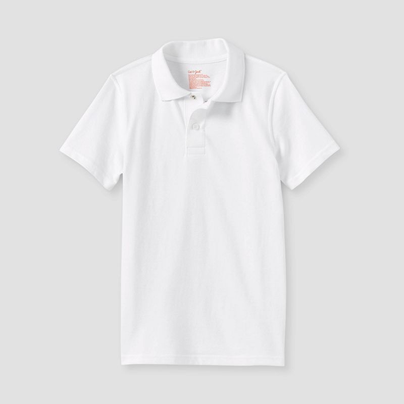 Boys' Adaptive Short Sleeve Polo Shirt - Cat & Jack™ White, 1 of 6