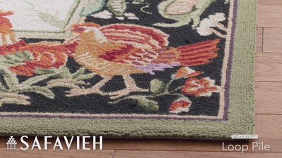 Ivory & Black Floral Hand-Knotted Wool Area Rug 6' x 9'