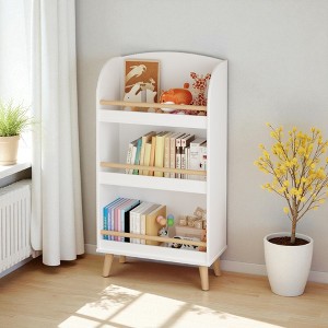 Mshliw 3-Tier Kids Bookshelf and Toy Storage Organizer, Wooden Bookcase Display Rack for Toddler Bedroom, Nursery, or Playroom - 1 of 4