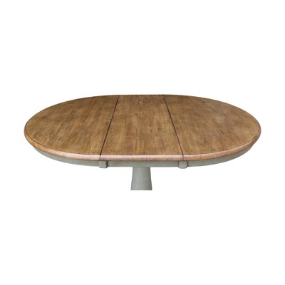Distressed Hickory and Stone Round Extendable Dining Table