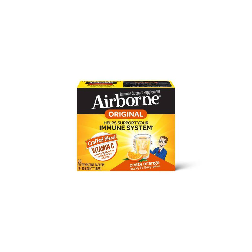 Photos - Vitamins & Minerals Airborne Immune Support Supplement Dissolving Tablets - Zesty Orange - 30c