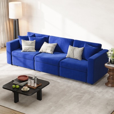 Buenhomino Modern DIY Sectional Sofa, Modular Sectional Couches for Living Room，Dark Blue Velvet