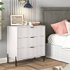 Festivo 3 Drawer Nightstand Off-White: Modern Scandinavian Style, Metallic Handles & Legs, MDF Wood, Safety Tested - 3 of 4