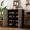 FUFU&GAGA Elegant Black and Wood Grain Shoe Cabinet for Spacious Organization - 2 of 4