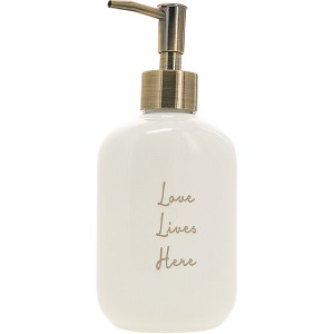Pavilion Gift Company - Love Lives Here - Ceramic Soap/Lotion Dispenser - Soap Dispensers - 1 of 4