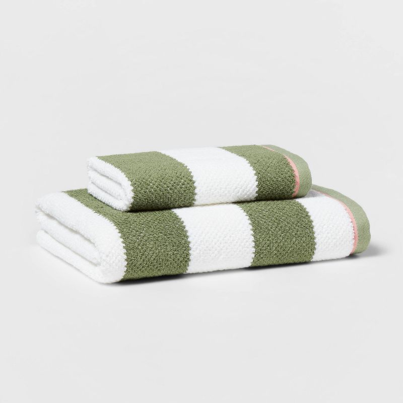 Striped Kids' Towel Green with SILVADUR™ Antimicrobial Technology Green - Pillowfort™, 5 of 6