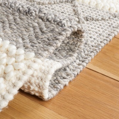 Gray and Beige Handwoven Wool Cotton Area Rug