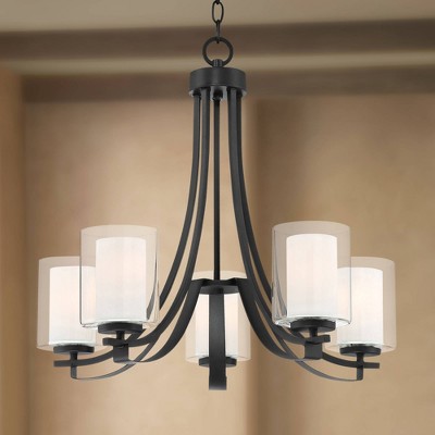 Sand Coal Nickel 5-Light Glass Chandelier Pendant