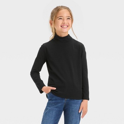 Image of Girls' Long Sleeve Turtleneck T-Shirt - Cat & Jack™ Black XS
