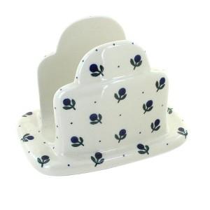 Blue Rose Polish Pottery 487 Ceramika Artystyczna Napkin Holder - 1 of 1